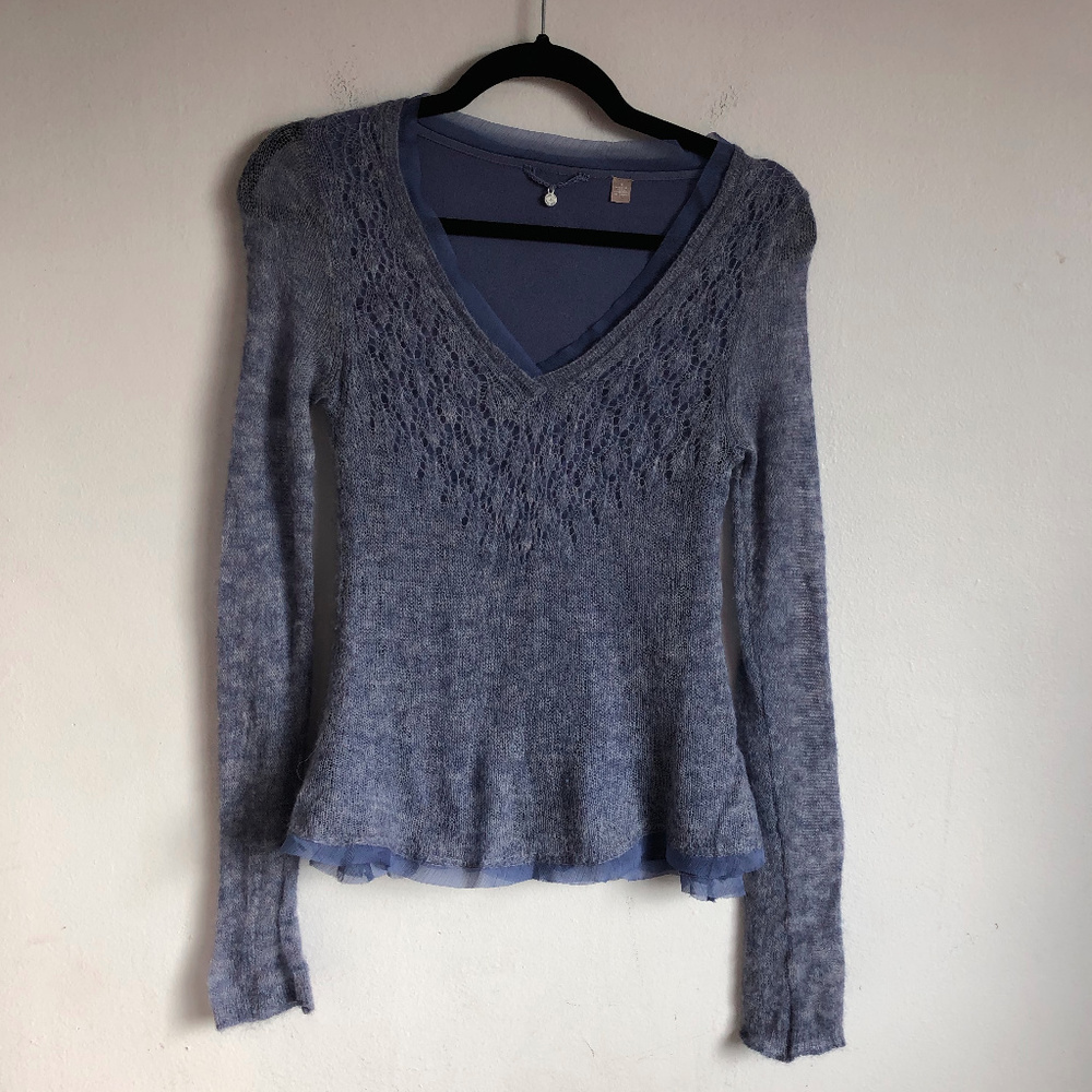 Anthropologie Knitted & Knotted V-Neck Sweater